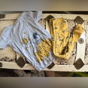 Kids Construction Pajama Set - Gray and Yellow